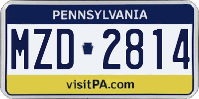 PA license plate MZD2814