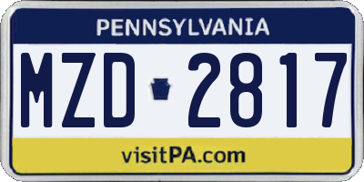 PA license plate MZD2817
