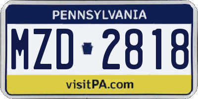 PA license plate MZD2818