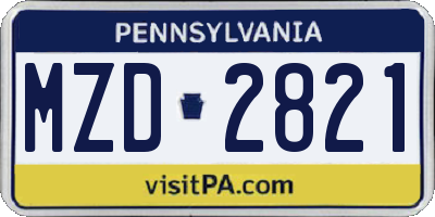 PA license plate MZD2821