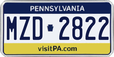 PA license plate MZD2822