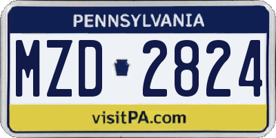 PA license plate MZD2824