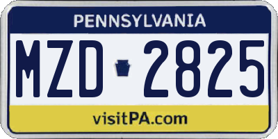 PA license plate MZD2825