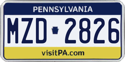 PA license plate MZD2826
