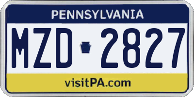 PA license plate MZD2827