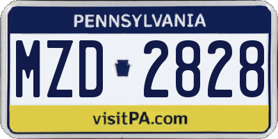 PA license plate MZD2828