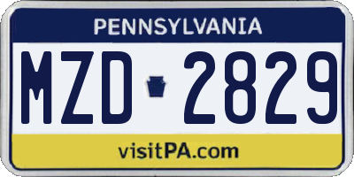 PA license plate MZD2829