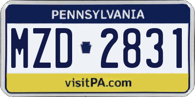 PA license plate MZD2831