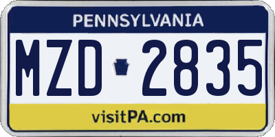 PA license plate MZD2835