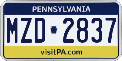 PA license plate MZD2837