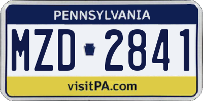PA license plate MZD2841