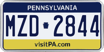 PA license plate MZD2844
