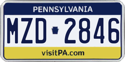 PA license plate MZD2846