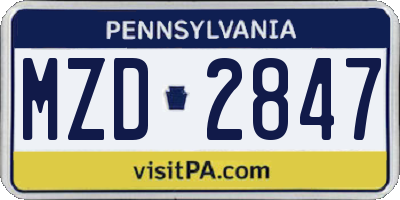 PA license plate MZD2847