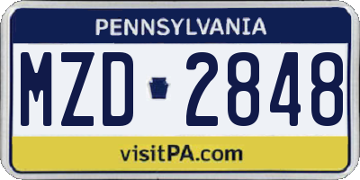 PA license plate MZD2848