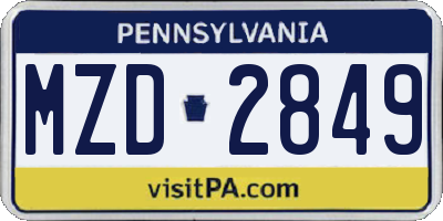 PA license plate MZD2849