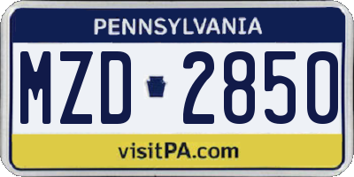 PA license plate MZD2850