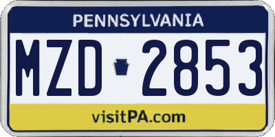 PA license plate MZD2853