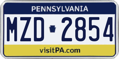 PA license plate MZD2854