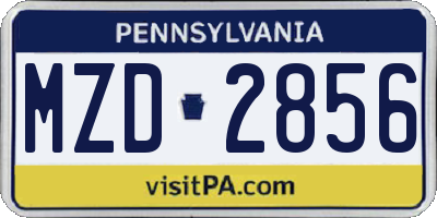 PA license plate MZD2856