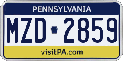PA license plate MZD2859