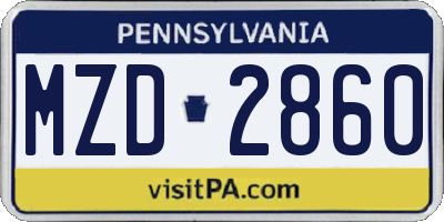 PA license plate MZD2860