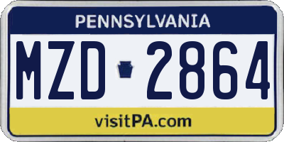 PA license plate MZD2864