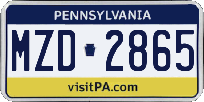 PA license plate MZD2865