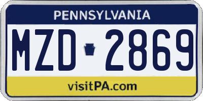 PA license plate MZD2869