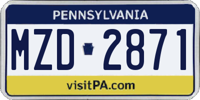 PA license plate MZD2871
