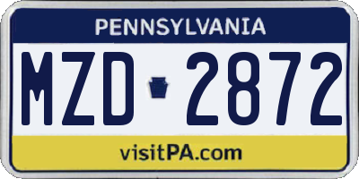 PA license plate MZD2872