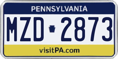 PA license plate MZD2873