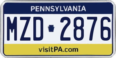 PA license plate MZD2876