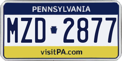 PA license plate MZD2877