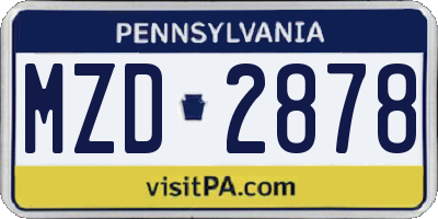 PA license plate MZD2878
