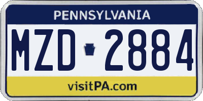 PA license plate MZD2884