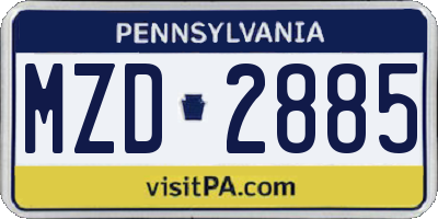 PA license plate MZD2885