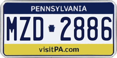 PA license plate MZD2886