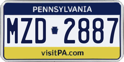 PA license plate MZD2887
