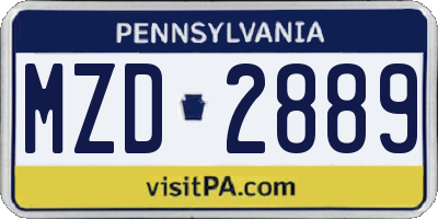 PA license plate MZD2889