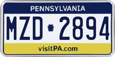 PA license plate MZD2894