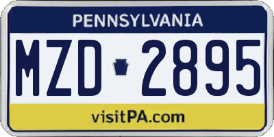 PA license plate MZD2895