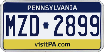 PA license plate MZD2899