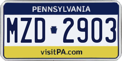 PA license plate MZD2903