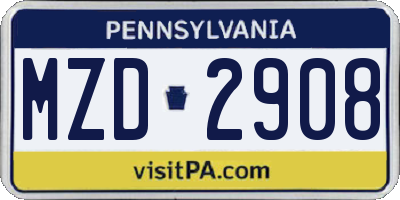 PA license plate MZD2908