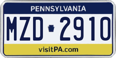 PA license plate MZD2910