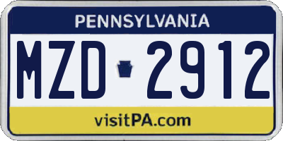 PA license plate MZD2912