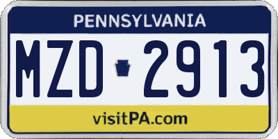 PA license plate MZD2913