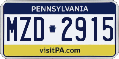 PA license plate MZD2915
