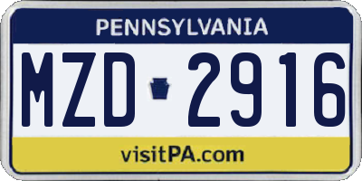 PA license plate MZD2916